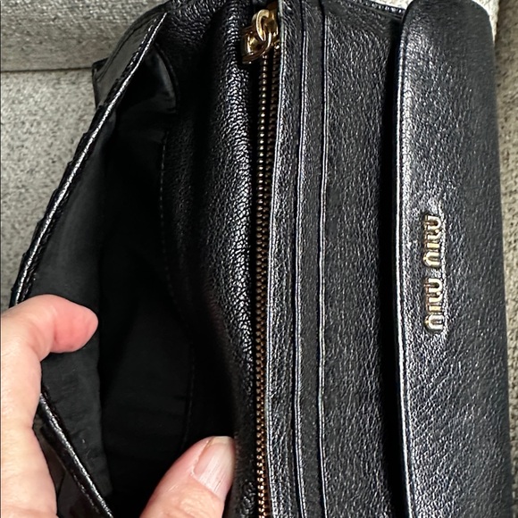 EUC Miu Miu Black and Gold Pebbled Leather Clutch - Picture 7 of 16